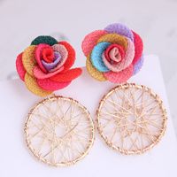 Korean Fashion Sweet Flower Metal Capture Mesh Stud Earrings Fahsion Jewelry Wholesale main image 1