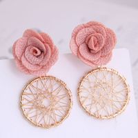 Korean Fashion Sweet Flower Metal Capture Mesh Stud Earrings Fahsion Jewelry Wholesale main image 5