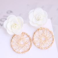 Korean Fashion Sweet Flower Metal Capture Mesh Stud Earrings Fahsion Jewelry Wholesale main image 6