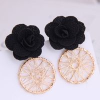 Korean Fashion Sweet Flower Metal Capture Mesh Stud Earrings Fahsion Jewelry Wholesale main image 7