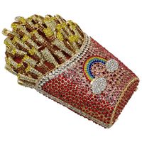 Fgg Européen Et Américain En Métal Femmes De Diamants Sac Français Frites Forme Motif Arc-en-gem Sac Dîner Sac Strass Embrayage main image 6