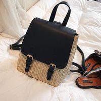 Straw Backpack Summer New Women&#39;s Bag Leisure College Style Small Backpack Korean Retro Vacation Beach Bag main image 5