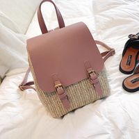 Straw Backpack Summer New Women&#39;s Bag Leisure College Style Small Backpack Korean Retro Vacation Beach Bag main image 4