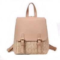 Straw Backpack Summer New Women&#39;s Bag Leisure College Style Small Backpack Korean Retro Vacation Beach Bag main image 3