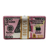 Fashion Women's Bag New Fashion Flat Diamond Pink Dollar Bag Dollar Clutch Bag Banquet Bag sku image 1