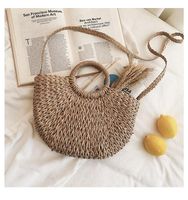 New Fashion Woven Bag Vacation Travel Bag Ladies Beach Bag Hand Ladle Shoulder Messenger Bag sku image 1