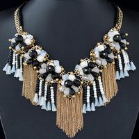 Fashion Jewelry Wholesale Metal Wild Crystal Flower Fringed Short Necklace main image 2