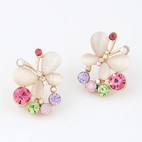 Fashion Jewelry Korean Fashion Sweet Opal Butterfly Stud Earrings main image 1