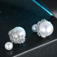 Fashion Copper Zircon Elegant Pearl Earrings Wholesale sku image 4