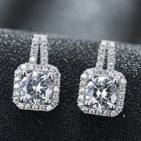 Delicate Korean Fashion Sweet Cube Square Diamond Zircon Stud Earrings main image 3