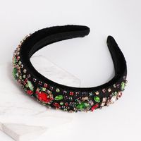 Vintage Court Style Baroque Rhinestone Hair Hoop Pearl Rhinestone Hair Accessories Gold Velvet Wide Edge Hair Hoop Wholesale main image 4