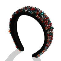 Europäischer Und Amerikanischer Retro-palast-stil Barock-strass-stirnband Perlen-strass-haarschmuck Gold Samt Breit Krempigen Stirnband Großhandel main image 5