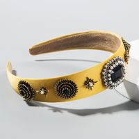 Baroque Style Hair Hoop Diamond Pearl Hair Accessories Wide Retro Vintage Catwalk Headband main image 4