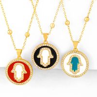 New Accessories Women's Necklace Oil Drop Diamond Round Pendant Necklace Wholesals Fashion main image 1