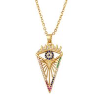 Européen Et Américain De Mode Micro Inlay Couleur Zircon Collier Simple De Femmes Tous-match Pendentif Oeil De Diable Collier Ornement Nkq17 main image 4