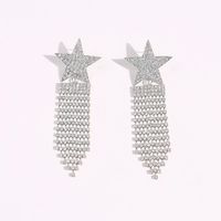 Jewelry Geometric Star Long Tassel Earrings Fashion Banquet Wild Full Diamond Earrings main image 4