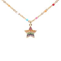 Fashion Oil Drop Stainless Steel Necklace Color Diamond Star Lightning Pendant Necklace Wholesale main image 4