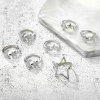New Star Moon Ring 7 Piece Set Pentagram Open Joint Ring Set Wholesale main image 4