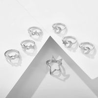 New Star Moon Ring 7 Piece Set Pentagram Open Joint Ring Set Wholesale main image 5