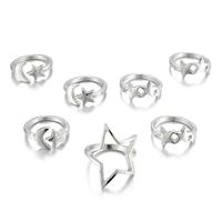 New Star Moon Ring 7 Piece Set Pentagram Open Joint Ring Set Wholesale main image 6