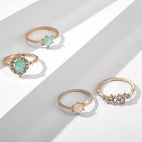 Neuer Europäischer Und Amerikanischer Schmuck Farbiger Diamant Ring 4-teiliges Set Bunter Bonbon Farbener Ring Anzug Gelenk Ring main image 5