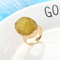 Exquisite Oval Ring Wedding Gold Ring Imitation Natural Stone Resin Adjustable Ring main image 3