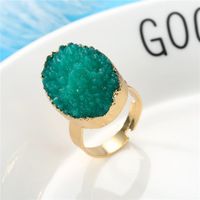 Exquisite Oval Ring Wedding Gold Ring Imitation Natural Stone Resin Adjustable Ring main image 6