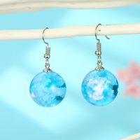 Jewelry Earrings Blue Sky White Cloud Ball Earrings Korea New Starry Bird Earrings Resin main image 4