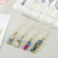 Jewelry Crystal New Simple Korean Necklace Natural Stone Irregular Stitching Pendant Necklace Bud main image 2