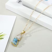 Jewelry Crystal New Simple Korean Necklace Natural Stone Irregular Stitching Pendant Necklace Bud main image 5