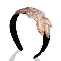 Europäischer Und Amerikanischer Retro-palast-stil Barock-strass-stirnband Perlen-strass-haarschmuck Gold Samt Breit Krempigen Stirnband Großhandel sku image 5