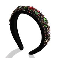 Européenne Et American Vintage Cour Style Baroque Strass Bandeau Perle Strass Cheveux Accessoires Or Velours Large Bord Bande De Cheveux En Gros sku image 2