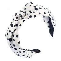 Korean Fashion Fabric Headband Retro Wave Dot Knotted Widened Simple Headband sku image 1