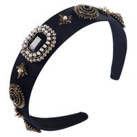 Baroque Style Hair Hoop Diamond Pearl Hair Accessories Wide Retro Vintage Catwalk Headband sku image 2