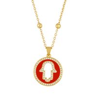 Hot-vente Nouveaux Produits Accessoires Collier Ins Net Rouge Creative Baisse De Pétrole Diamant Rond Pendentif Collier Femelle Nkq12 sku image 1