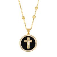 New Fashion Round Cross Pendant Necklace Jewelry Light Luxury Necklace Wholesale sku image 2