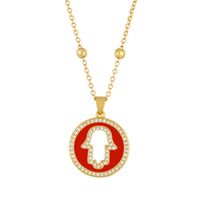 New Fashion Round Cross Pendant Necklace Jewelry Light Luxury Necklace Wholesale sku image 4