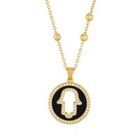 New Fashion Round Cross Pendant Necklace Jewelry Light Luxury Necklace Wholesale sku image 5