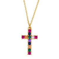 New Necklace Cross Our Lady Pendant Necklace With Color Zircon Necklace sku image 1