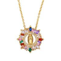 New Necklace Cross Our Lady Pendant Necklace With Color Zircon Necklace sku image 2