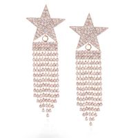 Jewelry Geometric Star Long Tassel Earrings Fashion Banquet Wild Full Diamond Earrings sku image 1