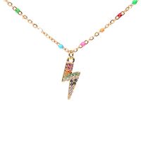 Fashion Oil Drop Stainless Steel Necklace Color Diamond Star Lightning Pendant Necklace Wholesale sku image 2