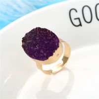 Exquisite Oval Ring Wedding Gold Ring Imitation Natural Stone Resin Adjustable Ring sku image 4