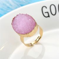 Exquisite Oval Ring Wedding Gold Ring Imitation Natural Stone Resin Adjustable Ring sku image 8