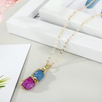 Jewelry Crystal New Simple Korean Necklace Natural Stone Irregular Stitching Pendant Necklace Bud sku image 1