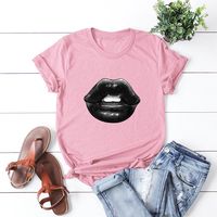 European And American Summer Hot Sale Short-sleeved T-shirt Women's Top Sexy Lips main image 5