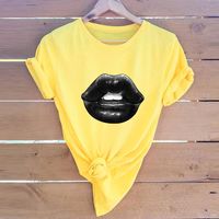 Été Européen Et Américain Hot Sale T-shirt À Manches Courtes Femmes Top Sexy Lèvres main image 4