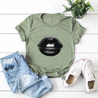 European And American Summer Hot Sale Short-sleeved T-shirt Women's Top Sexy Lips main image 3