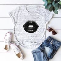 Été Européen Et Américain Hot Sale T-shirt À Manches Courtes Femmes Top Sexy Lèvres main image 2