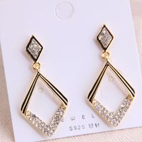 925 Silver Needle Korean Fashion Sweet Ol Classic Geometric Diamond Flash Earrings Yiwu Wholesale sku image 1